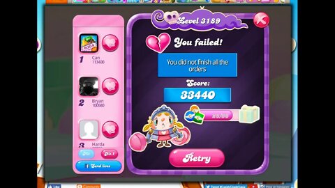 Candy Crush Level 3189 Talkthrough, 30 Moves 0 Boosters