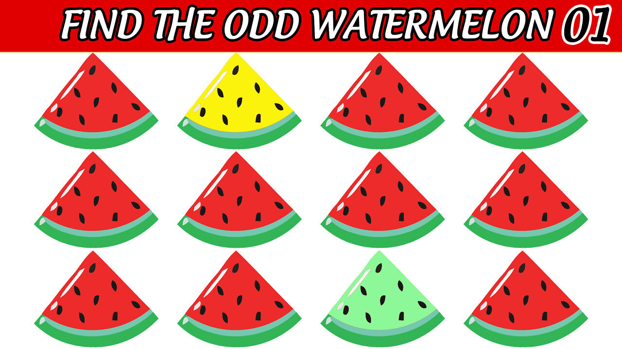 Find The Odd Watermelon Out | Spot The Difference Emoji Puzzle Game