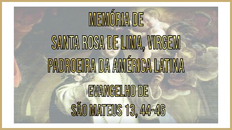 Evangelho da Memória de Santo Rosa de Lima, Virgem e Padroeira da América Latina Mt 13, 44-46