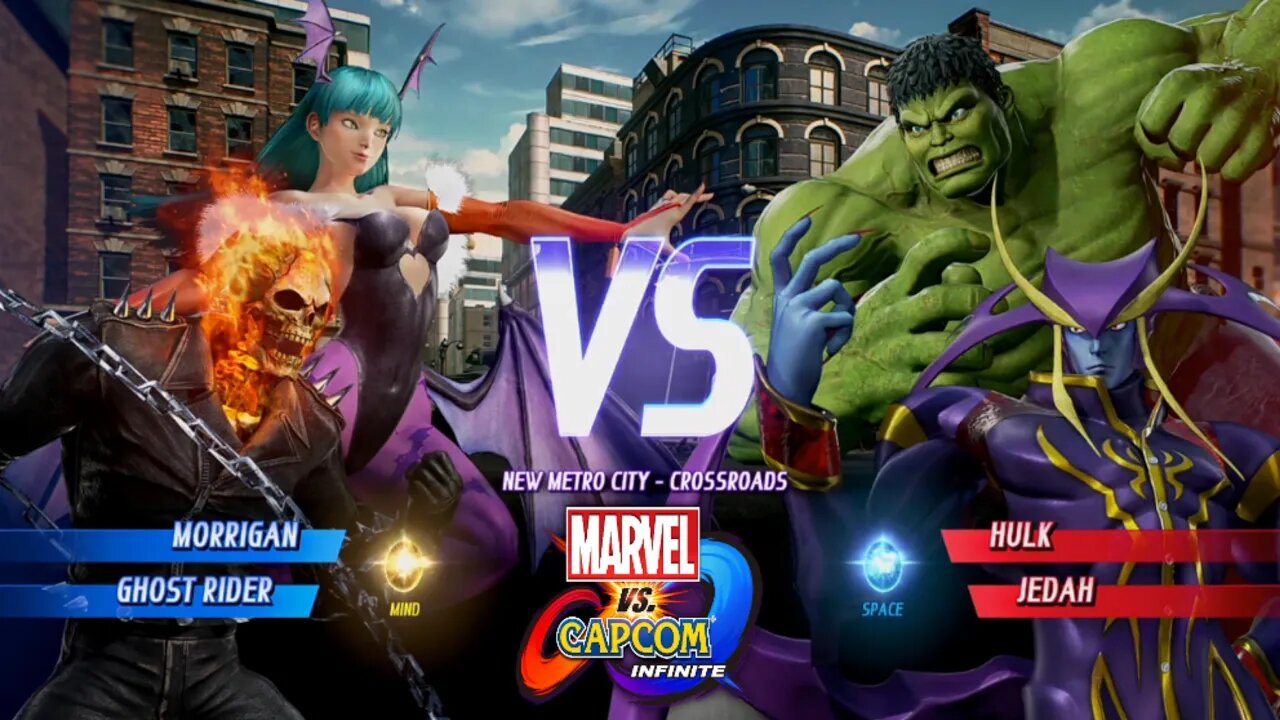 Morrigan & Motoqueiro Fantasma VS Hulk & Jedah Marvel vs Capcon Infinite