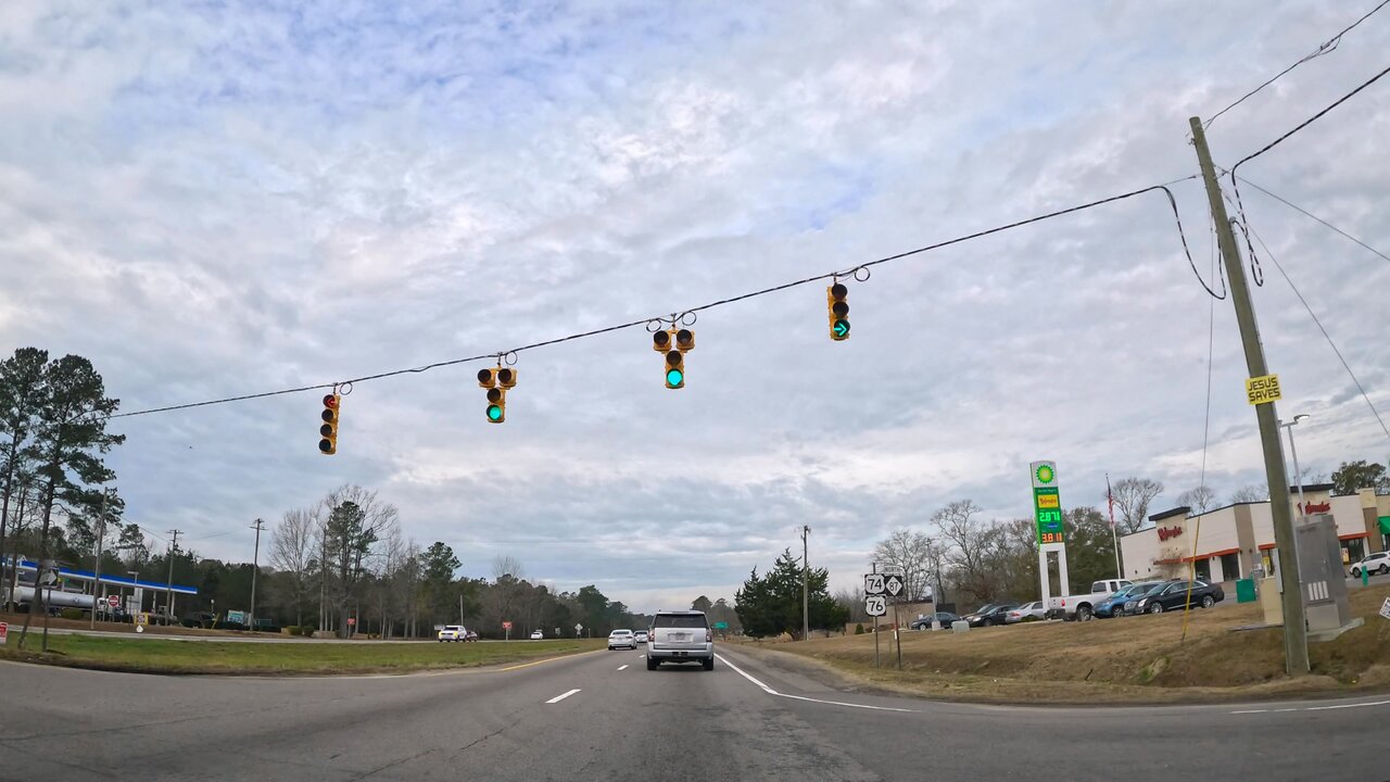 Time-Lapse ~ Driving West on US Route 74 Through Delco, North Carolina