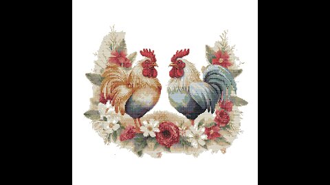 FLORAL CHICKENS Cross Stitch Pattern by Welovit | welovit.net | #welovit