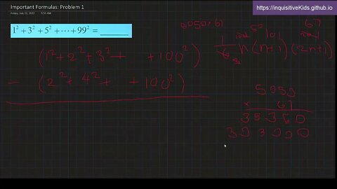 Important Formulas: Problem 1