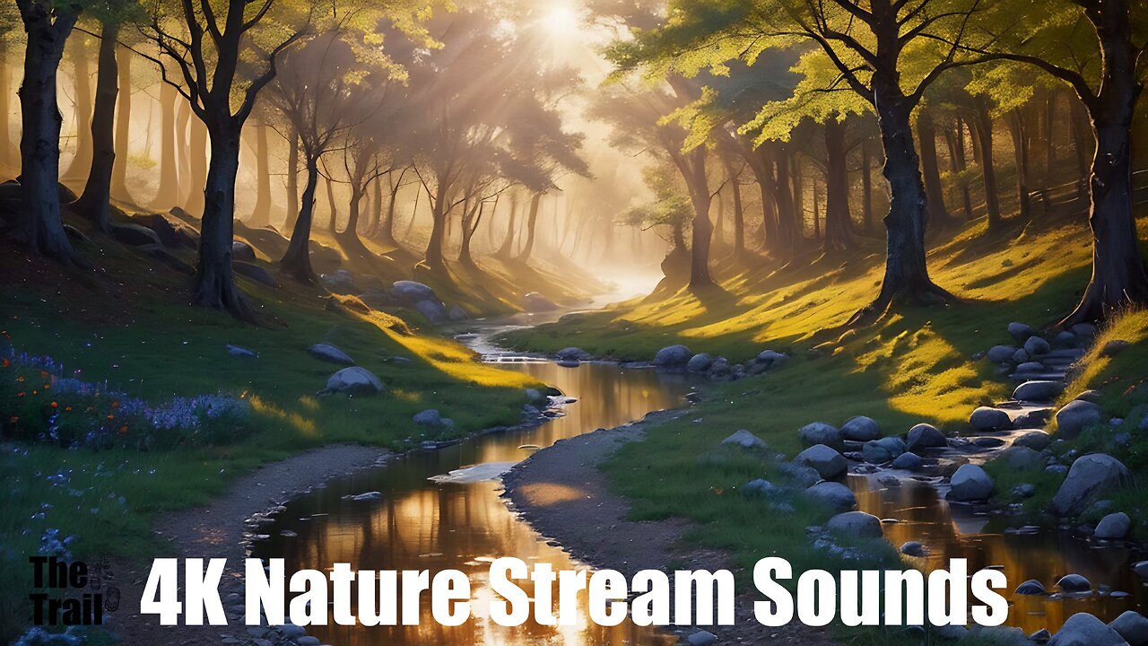 Ambient Nature Stream Sounds - Sunrise Forest | (AI) Audio Reactive Cinematic | Morning Birds