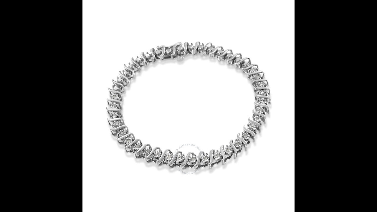 .925 Sterling Silver 1.0 Cttw Miracle Set Diamond Heart-Link 7" Tennis Bracelet (I-J Color, I2-...