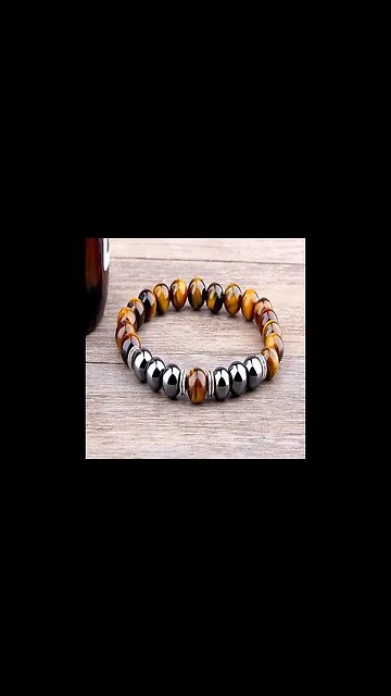 8MM TIGER'S EYE OBSIDIAN HEMATITE ELASTIC BRACELET