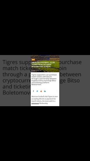 MEXICAN FOOTBALL CLUB TIGRES NOW ACCEPTS BITCOIN FOR TICKETS #cryptomash #ytshorts #cryptonews