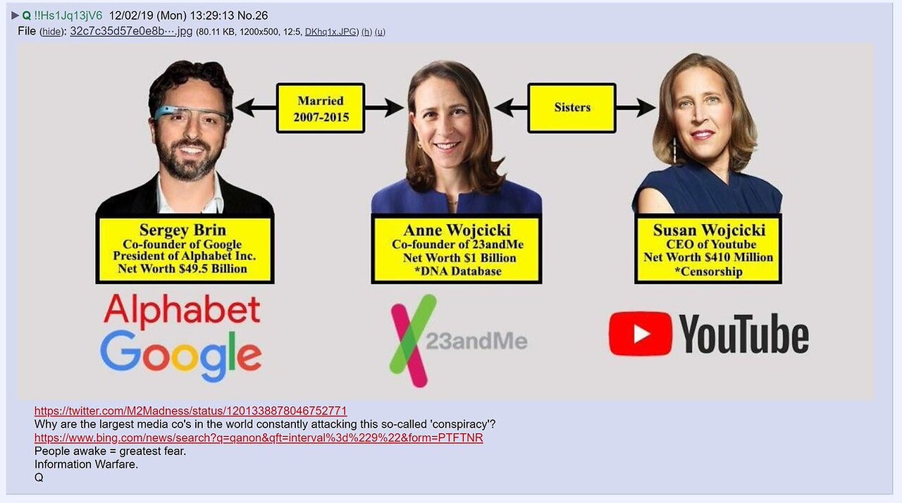 Q Has Warned Us About 23andme Since 2018 - Several Posts Linked In Comments