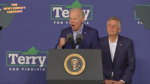 Biden yells for Terry McAuliffe and Virginia Democrats.