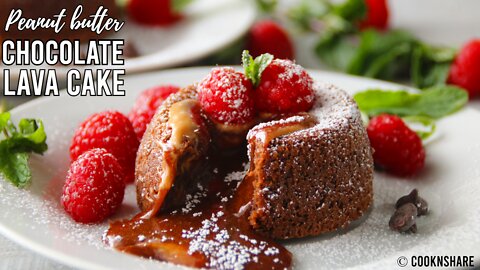 30 Min Chocolate Lava Cake with a Peanut Butter Swirl