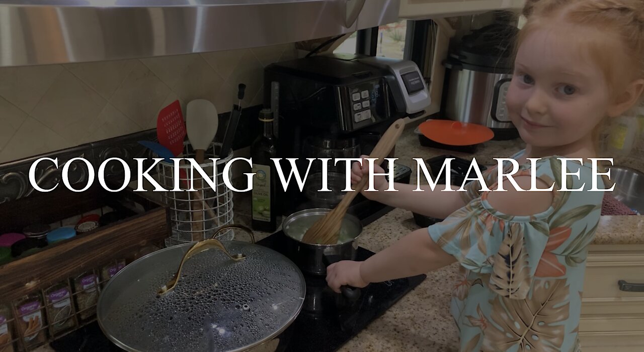 Cooking with Marlee - Fulltime Travel Family - 4 Year Old Cooking Black Beans, Rice, Fried Plantains