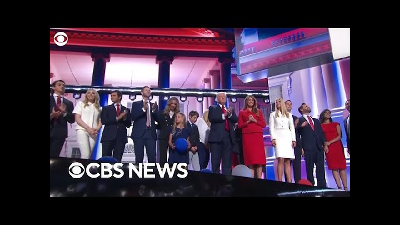 Trump joined by family onstage for balloon drop to wrap up RNC