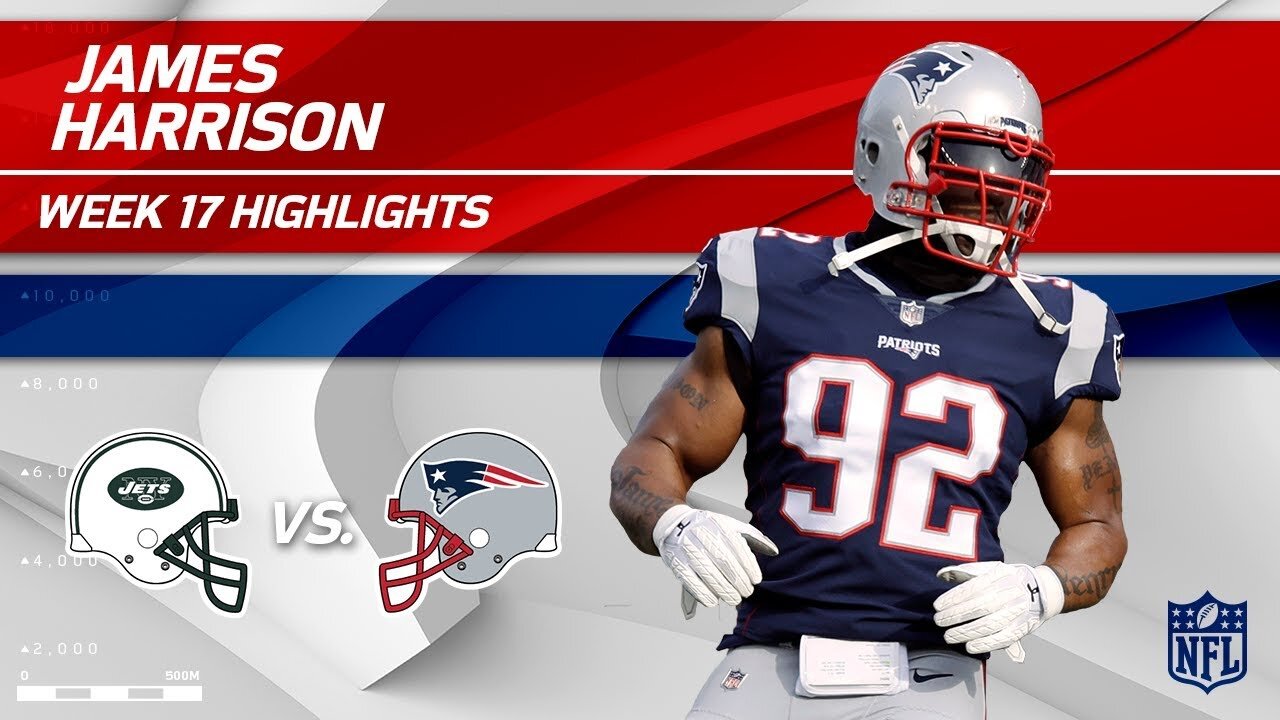 James Harrison PATRIOTS DEBUT Highlights - Jets vs. Patriots Week 17 2017