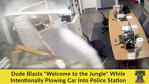 Dude Blasts "Welcome to the Jungle" While Intentionally Plowing Car Into Police Station