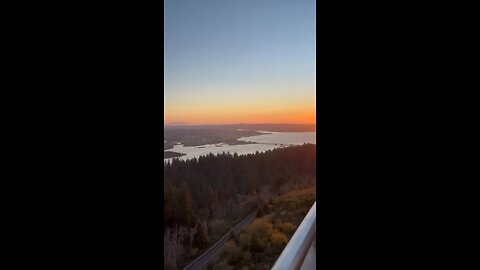 Top of Astoria Column at Sunset