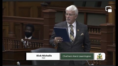 No Russian Roulette says Ontario MP Rick Nicholls protesting against mRNA injections for children.