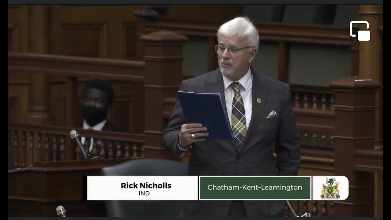 No Russian Roulette says Ontario MP Rick Nicholls protesting against mRNA injections for children.