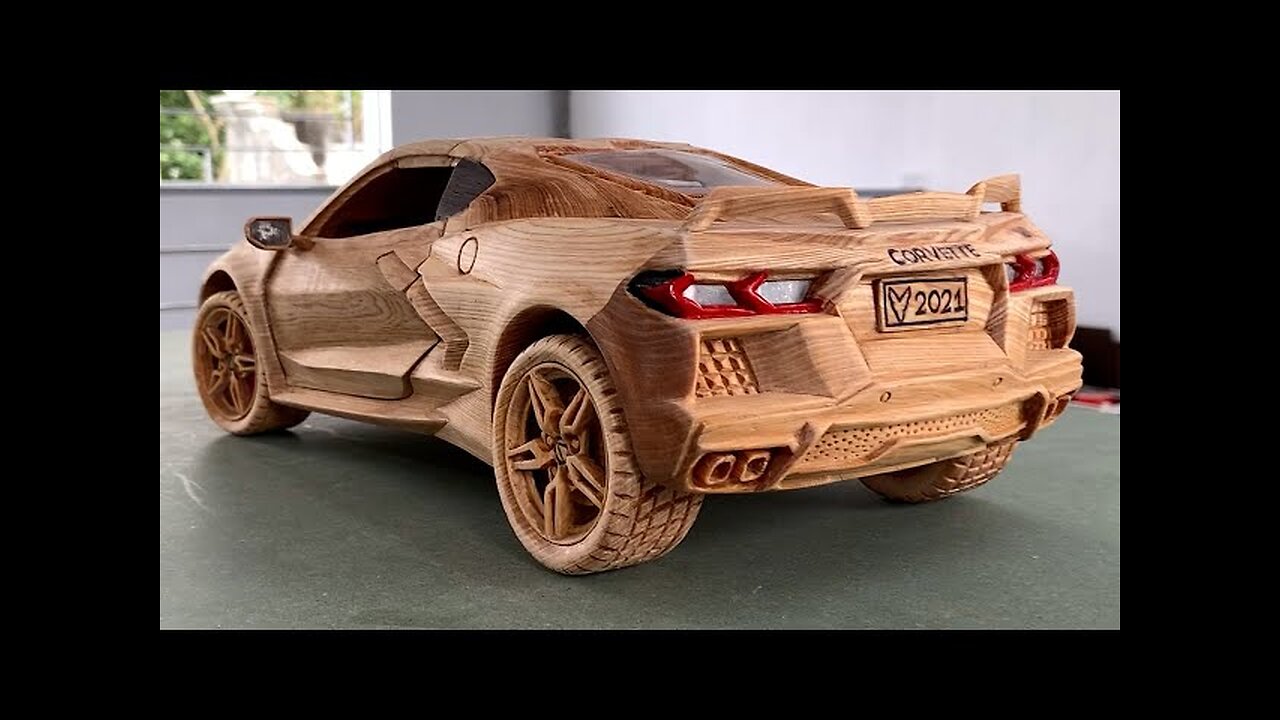 Wood Carving - 2020 Chevrolet Corvette C8 - Woodworking Art