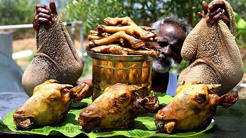 Goat Organs Curry Prepared in Banana Leaves | Village Food Factory