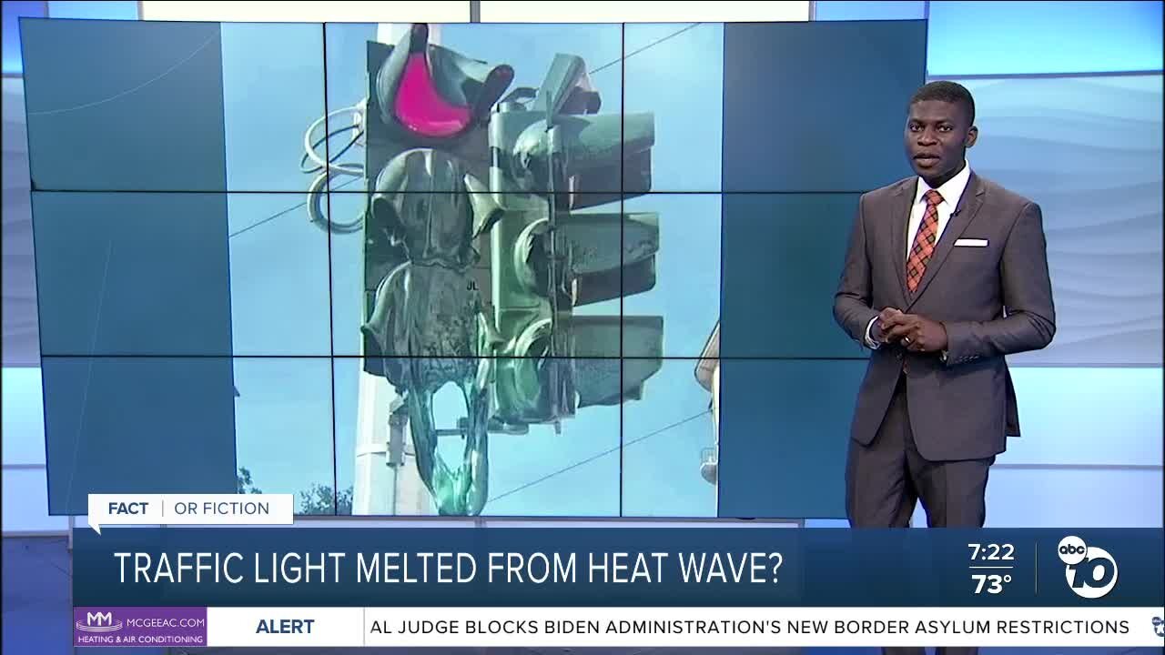 Traffic light melted from heat wave?