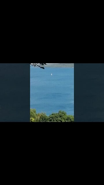 Sailboat view from the escarpment on the Bruce Peninsula.