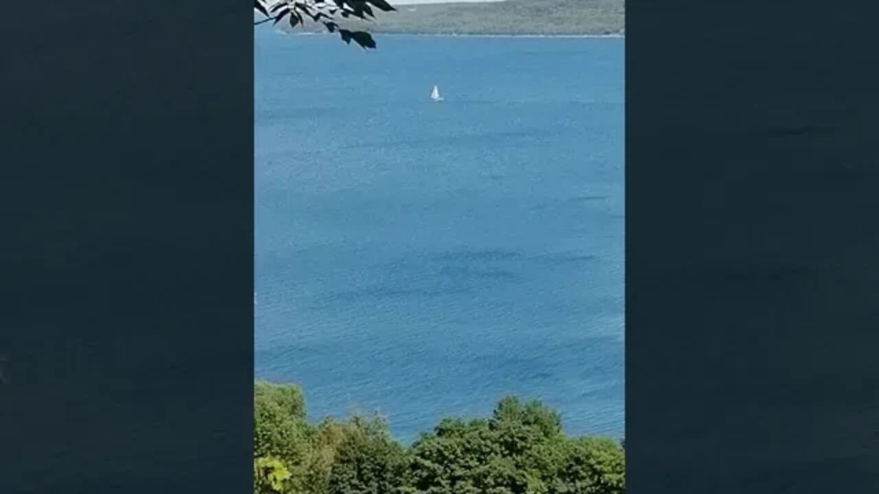 Sailboat view from the escarpment on the Bruce Peninsula.