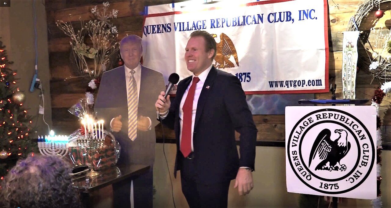 Andrew Giuliani speaks at QVGOP Christmas/Chanukah Party