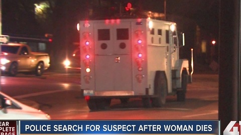 Police search for suspect after woman dies