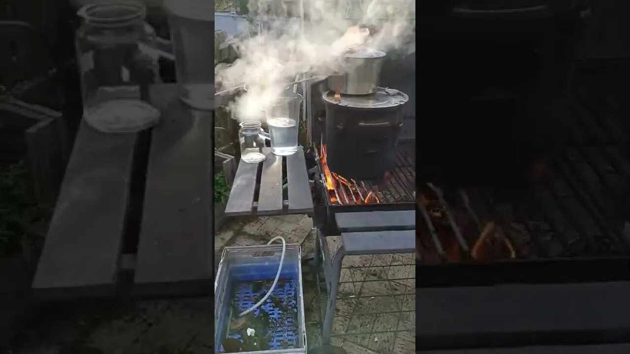 Distilling water on the free barbecue