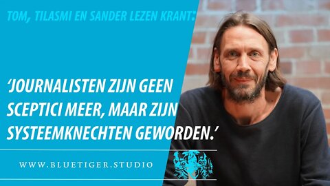 Tom, Tilasmi en Sander lezen een krant! Jaja, een echte krant; met een kopje koffie. Lang geleden...