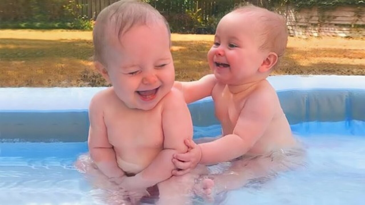 Funny babies get massage