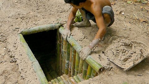 Building The Most Secret Underground Bamboo House By Ancient Skill