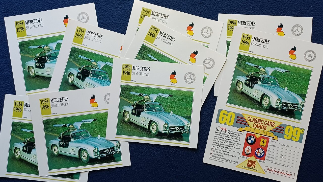 Mercedes 300SL Gullwing, sample card order form. CARDS OF KNOWLEDGE series, 1991