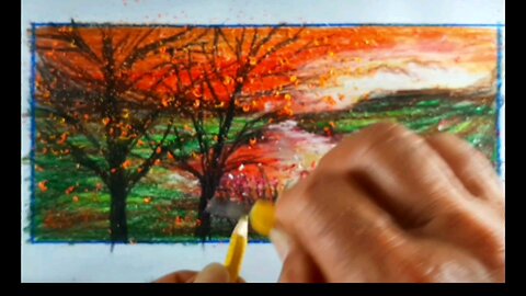 How to draw and paint a sunset to de-stress with colored pencils