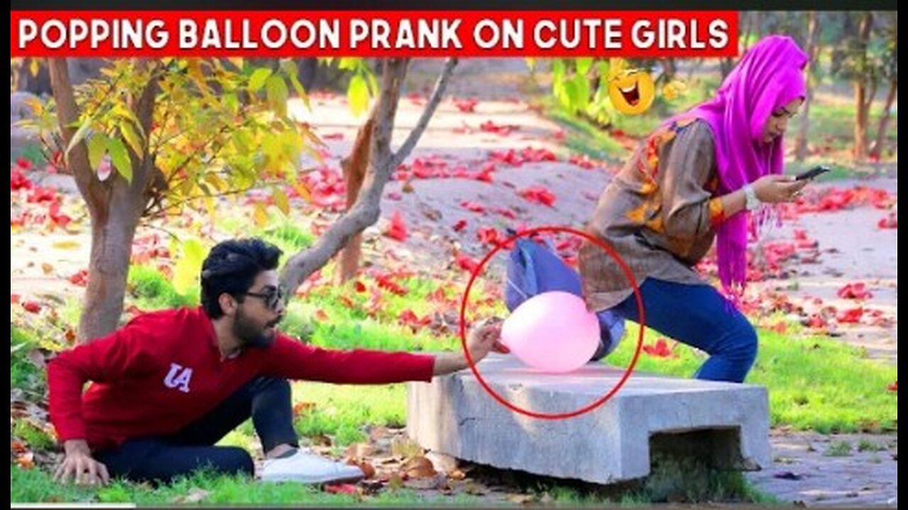 Popping Balloons prank on cute Girls by Adnan Gill