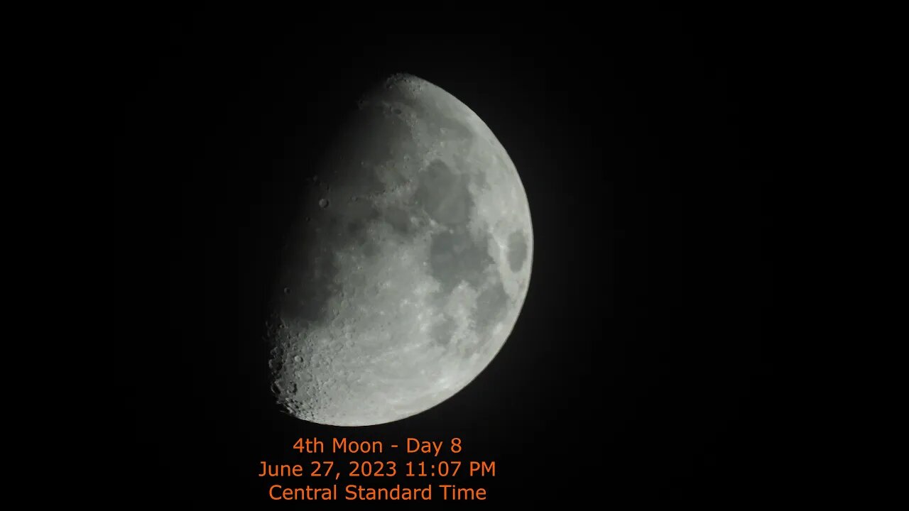 Moon Phase - June 27, 2023 11:07 PM CST (4rd Moon Day 8)