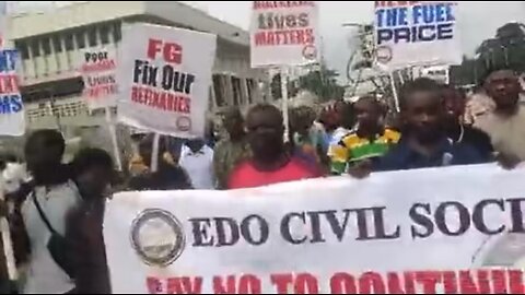 The protest has started in Benin City, Edo state Capital. "Let the poor breathe,"