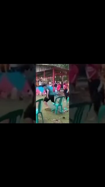 Guy breaks everything he sits on