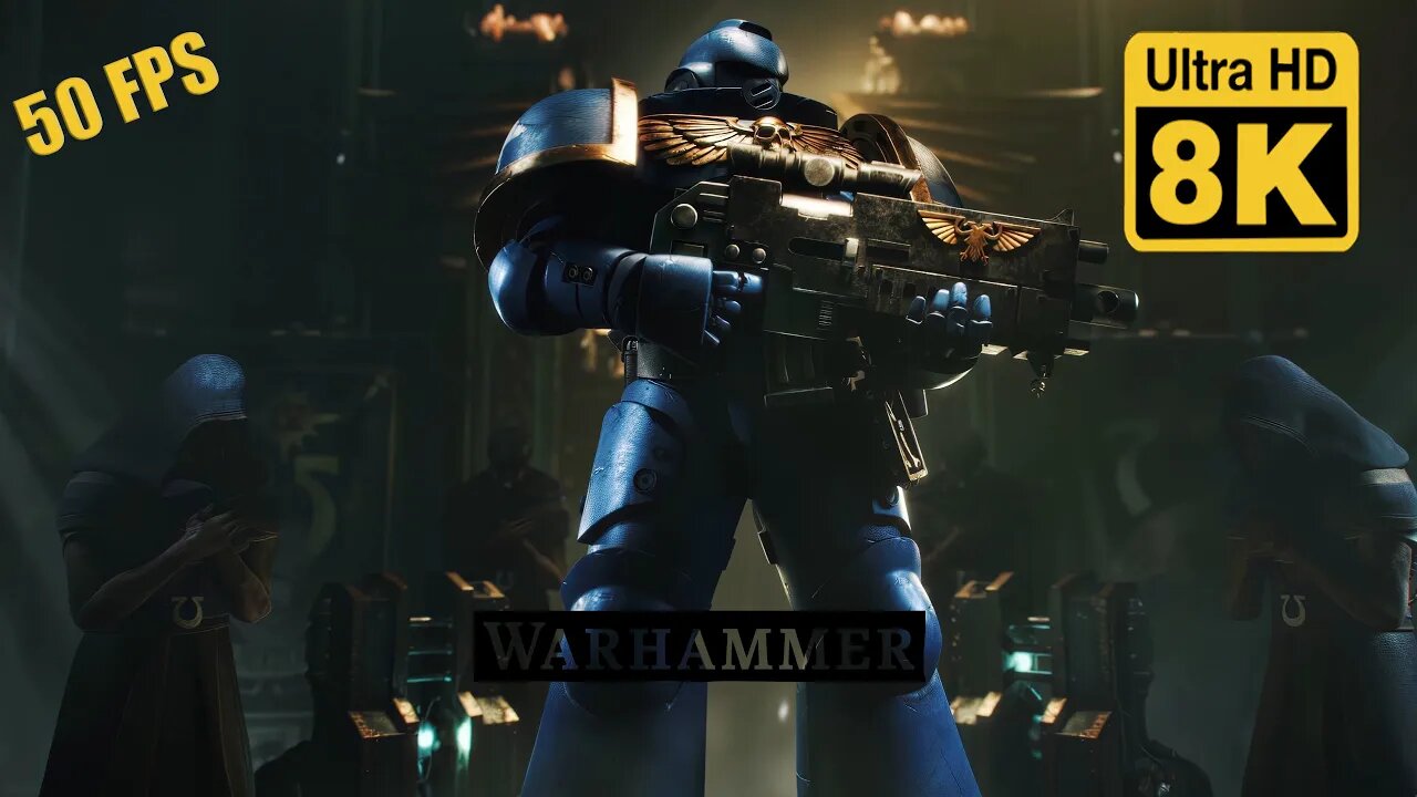 Warhammer 40,000 Space Marine Armouring Ritual Trailer 8k 50 FPS (Remastered with Neural Network AI)