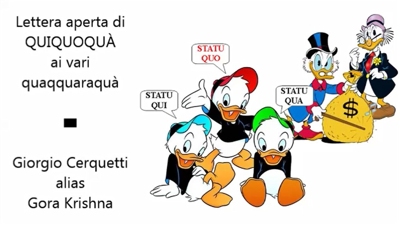 Lettera aperta di Quiquoquà (uomo liberato) ai quaqquaraqquà (mafia di Stato)