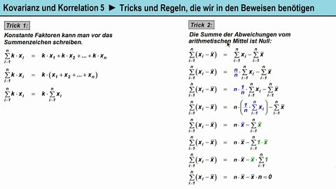 Kovarianz und Korrelation 5 ► Tricks und Regeln (die man in den Beweisen benötigt)