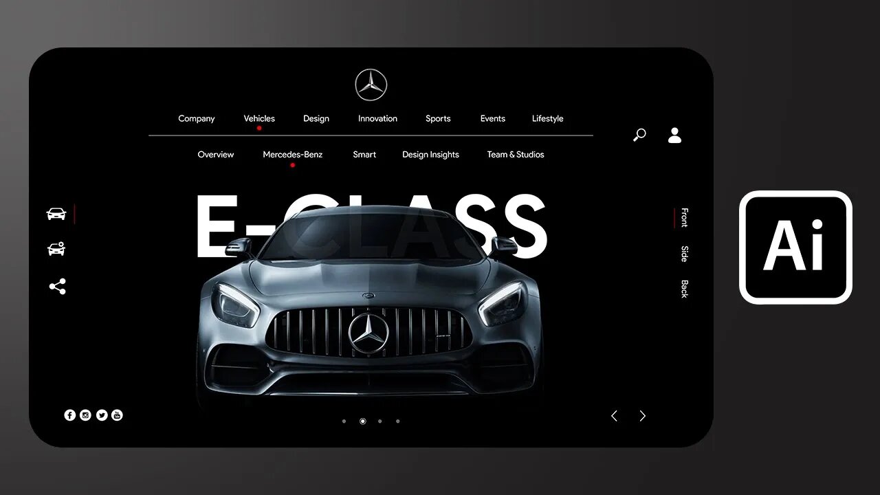 Mercedes Benz (E Class) Landing Page Design | Adobe Illustrator