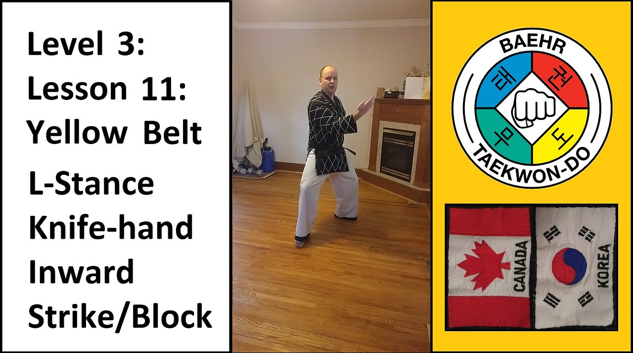 Baehr Taekwondo: 03-11: Yellow Belt: L-Stance - Knife-hand Inward Strike Block