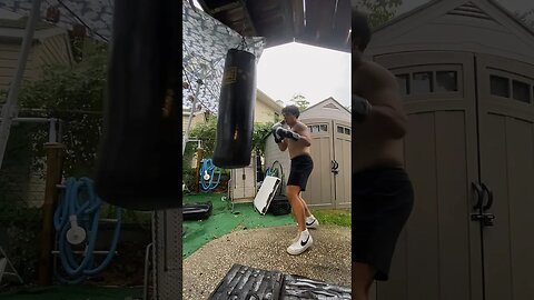 hitting the heavy bag in the rain 🥊