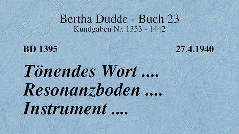 BD 1395 - TÖNENDES WORT .... RESONANZBODEN .... INSTRUMENT ....