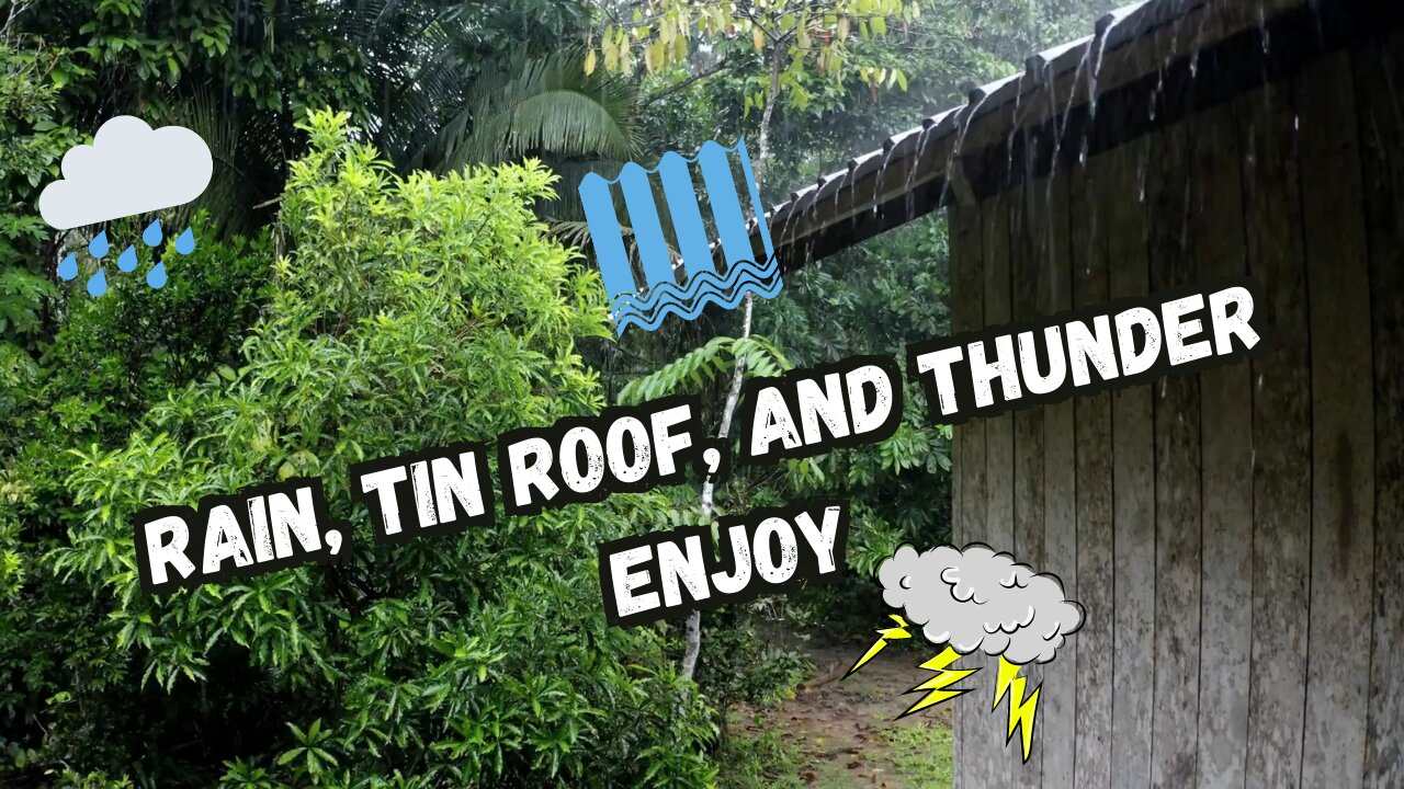 1 Hour of rain on a tin roof with thunder