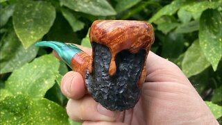 LCS Briars pipe 610 emerald drip-wax bent billiard