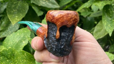 LCS Briars pipe 610 emerald drip-wax bent billiard