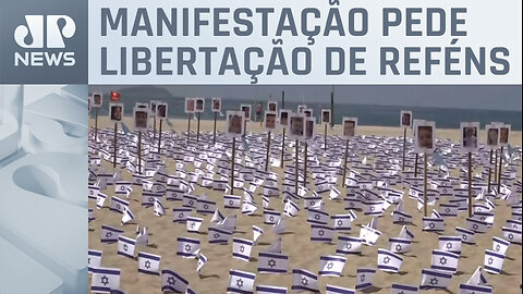 Ato em Copacabana marca 1 mês da guerra entre Israel-Hamas