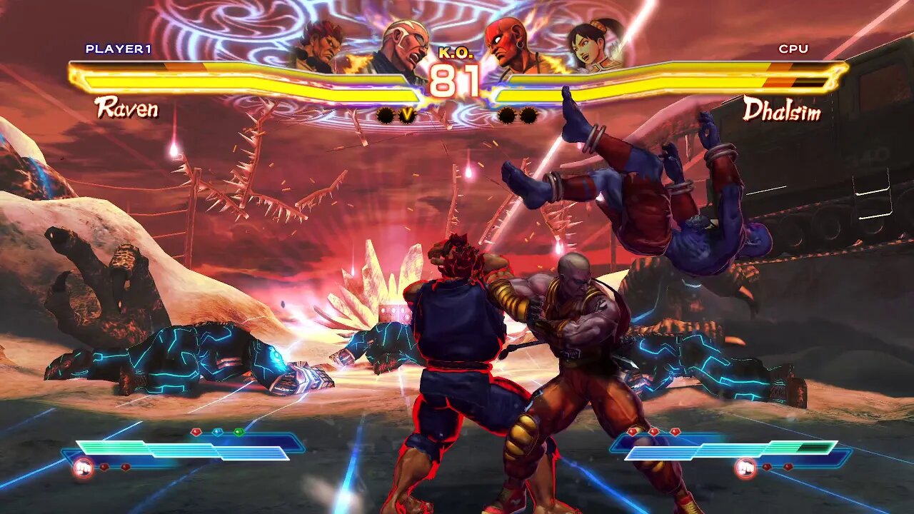 Street Fighter X Tekken: Akuma & Raven vs Xiaoyu & Dhalsim - 1440p No Commentary